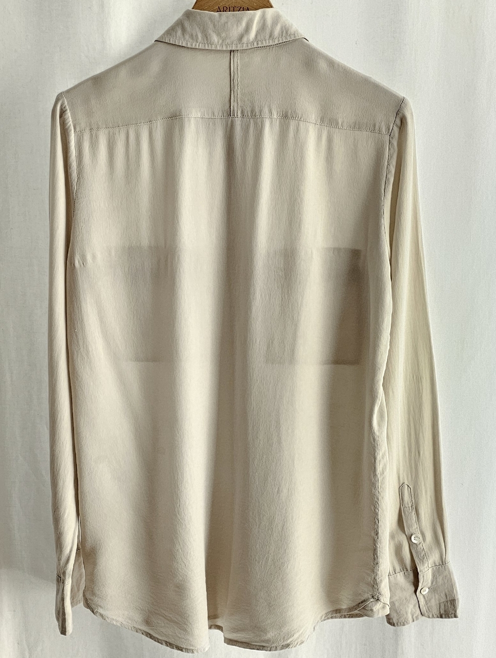 Aritzia Babaton Beige Long Sleeve 100% Silk Button Blouse - Picture 4 of 16